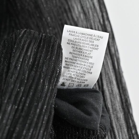 JOIE Top Womens Size S Black Metallic‎ VNeck Gathered Blouse Semi Sheer Sleeves - Picture 9 of 12